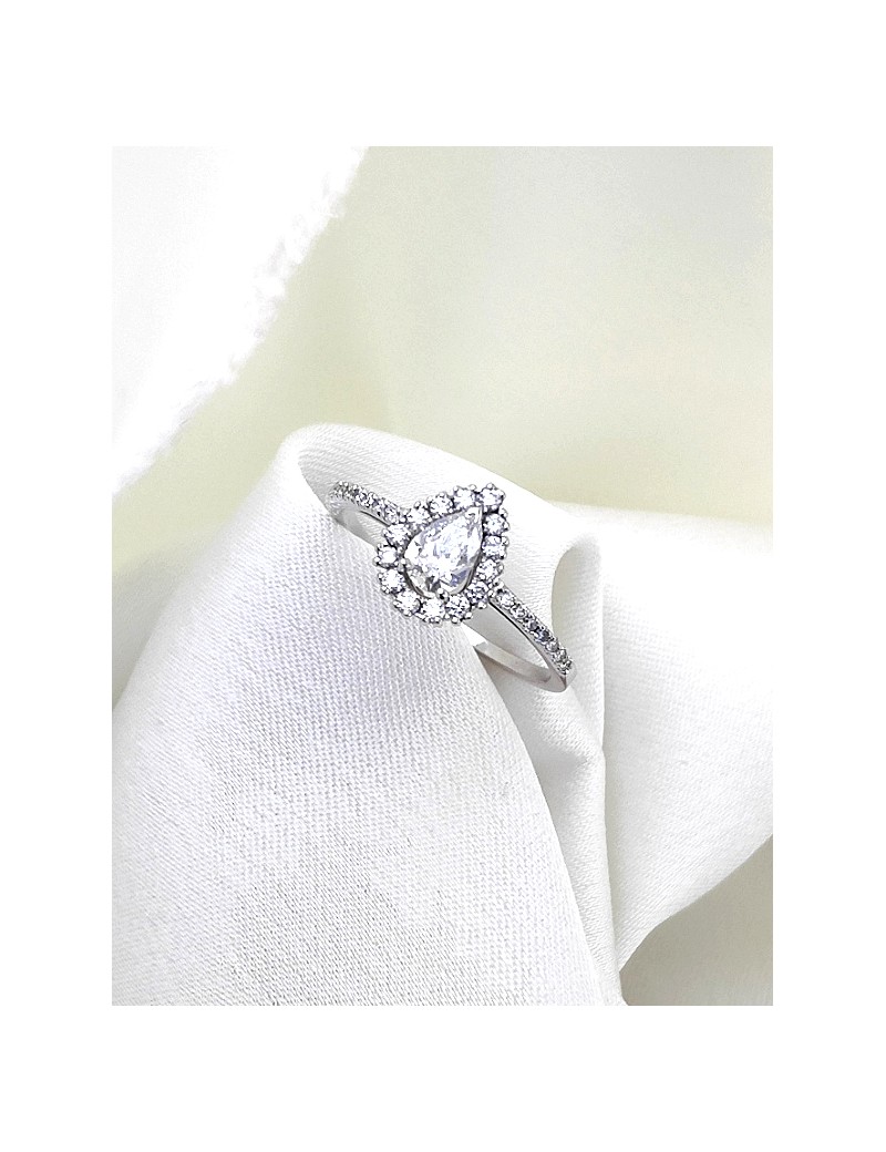 Rania Anillo Diamante Pera GIA | Oro Blanco 18k D-VS · Marga Mira