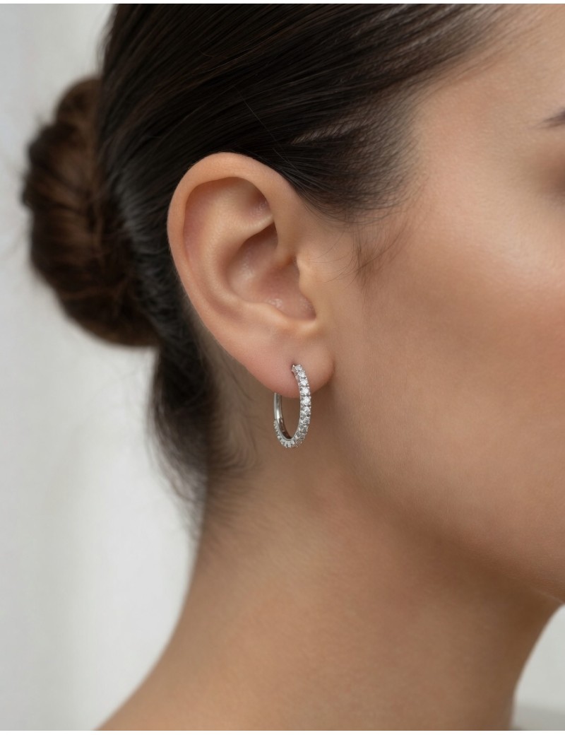 Amelia Pendientes Aro Oro Blanco 18k | 26 Diamantes 0.72ct E-VS