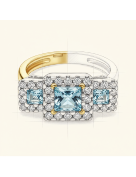 Anillo de Oro con Topacios y Circonitas
