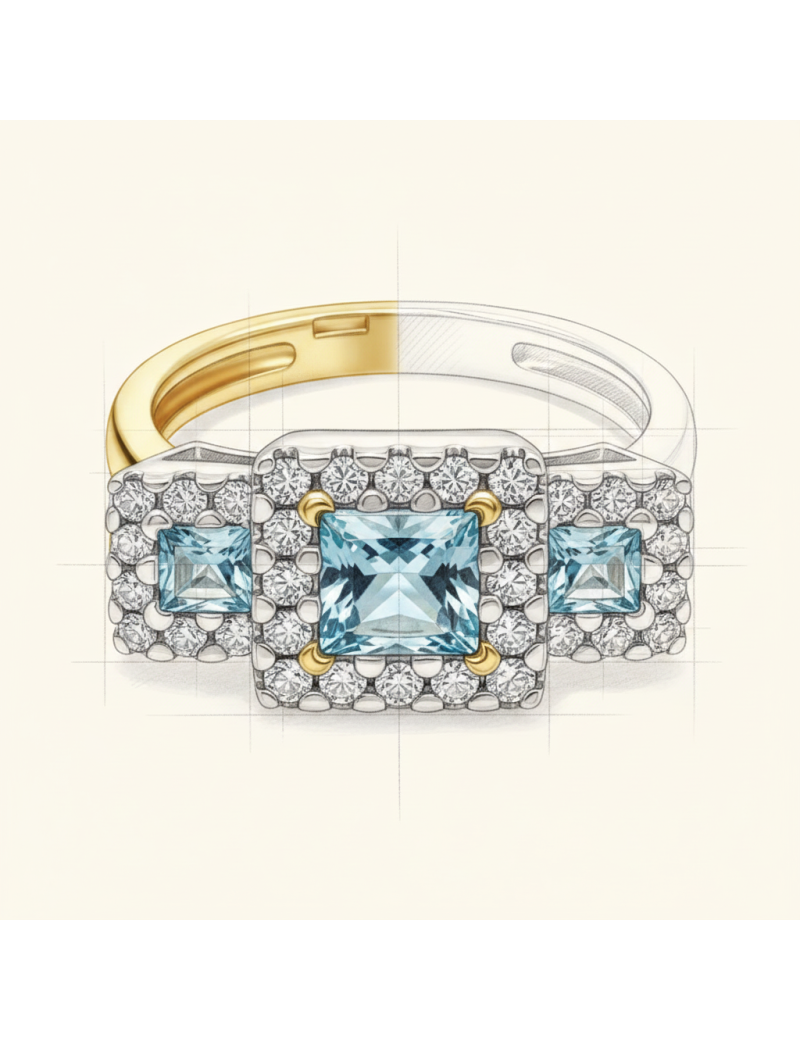 Anillo de Oro con Topacios y Circonitas