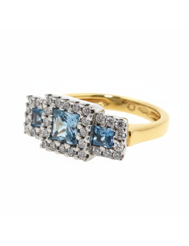 Anillo de Oro con Topacios y Circonitas