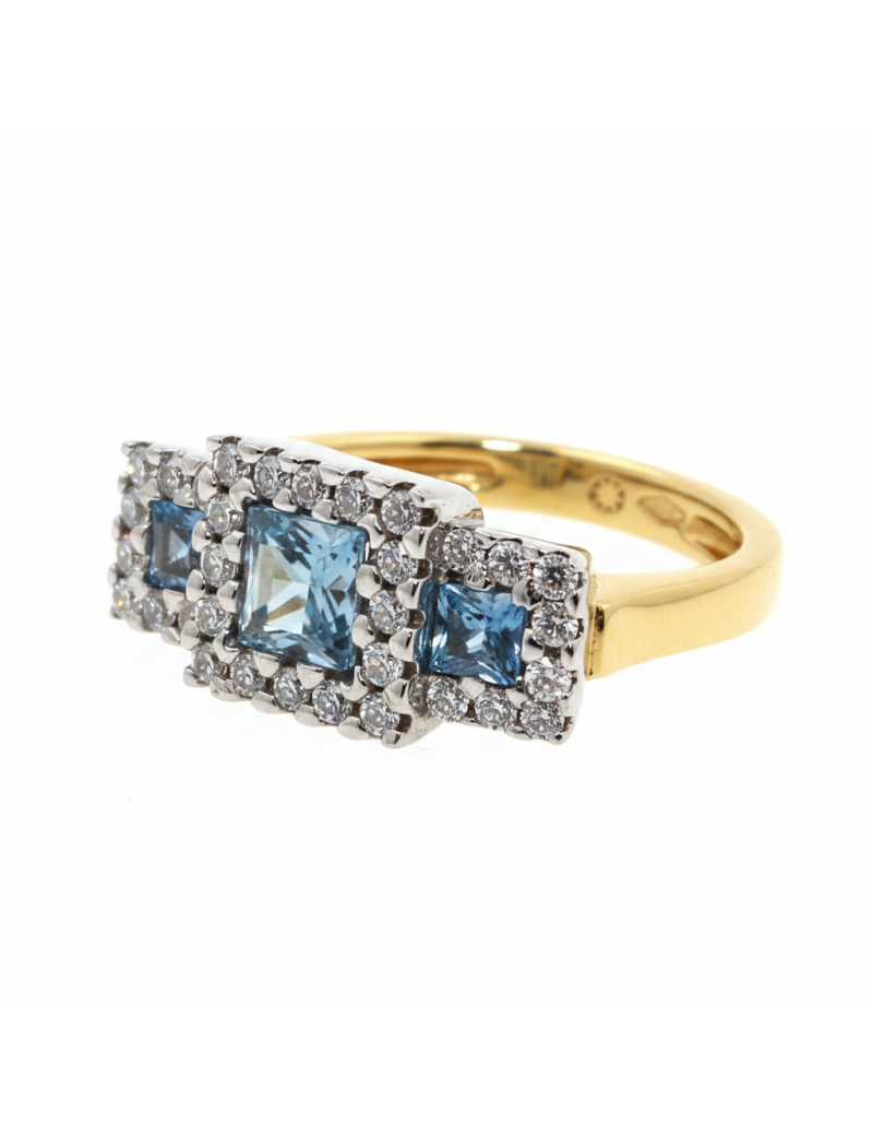 Anillo de Oro con Topacios y Circonitas
