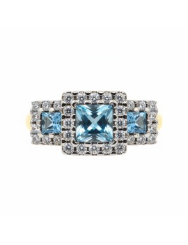 Anillo de Oro con Topacios y Circonitas