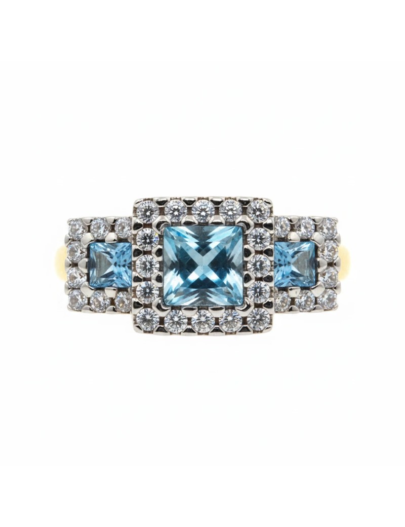 Anillo de Oro con Topacios y Circonitas