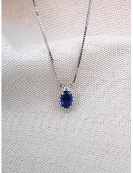 Gargantilla Alma Zafiro Oval y Diamantes Oro Blanco 18k · Marga Mira
