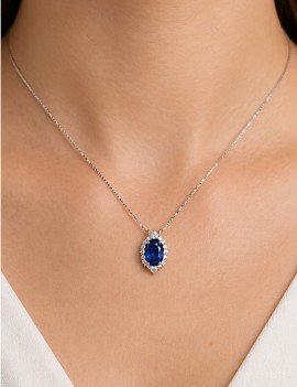 Gargantilla Alma Zafiro Oval y Diamantes Oro Blanco 18k · Marga Mira