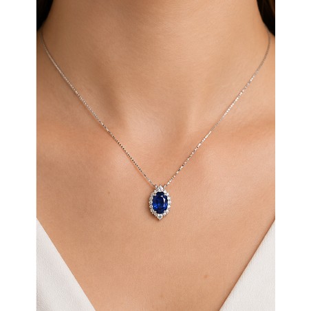Gargantilla Alma Zafiro Oval y Diamantes Oro Blanco 18k · Marga Mira
