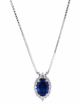 Gargantilla Alma Zafiro Oval y Diamantes Oro Blanco 18k · Marga Mira
