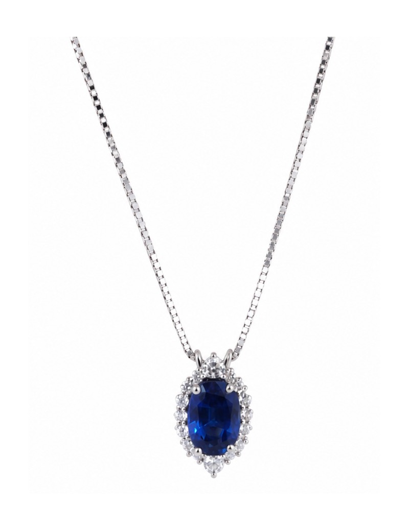 Gargantilla Alma Zafiro Oval y Diamantes Oro Blanco 18k · Marga Mira