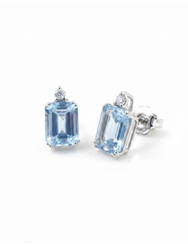 Pendientes Aguamarinas Esmeralda y Diamantes Brillantes · Marga Mira