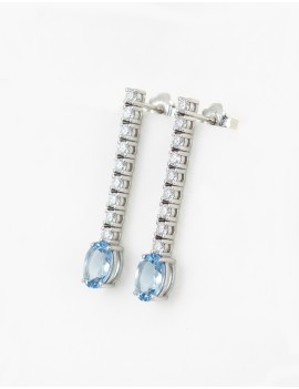 Pendientes Anna Aguamarinas 1.17ct y Diamantes | Oro Blanco 18k