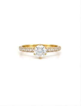 Campanilla: Anillo de Compromiso con Diamante Solitario y Pavé Lateral