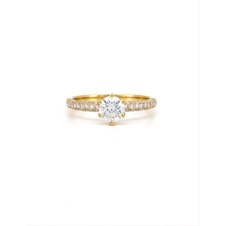Campanilla: Anillo de Compromiso con Diamante Solitario y Pavé Lateral
