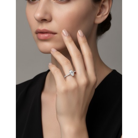 Anillo con Diamante Marquise 0,54ct GIA | Oro Blanco 18k · Marga Mira