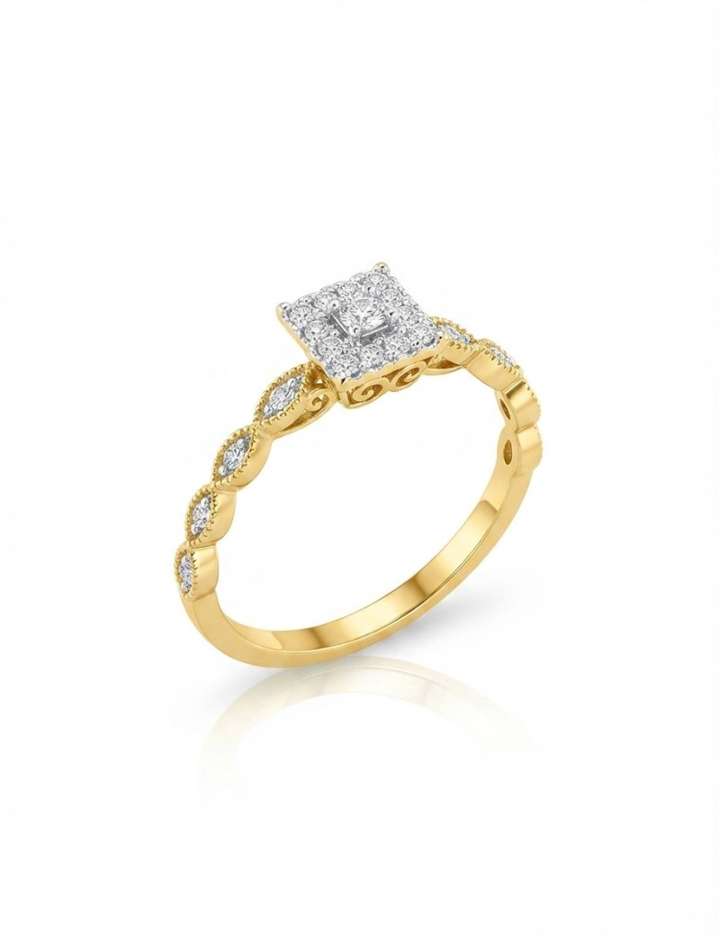Anillo de Diamantes Estilo Vintage 0,12ct · Joyería Marga Mira