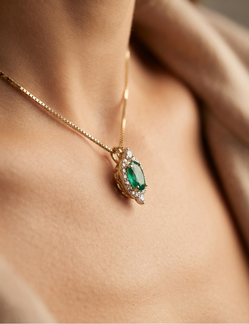 Alma: Collar de Esmeralda Oval 0.37ct | Oro Amarillo 18k · Marga Mira
