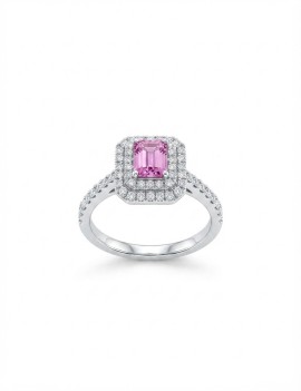 Rania: Anillo de Zafiro Rosa y Diamantes Oro Blanco 18k · Marga Mira