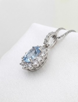 Victoria Colgante Aguamarina Oval 0.76ct | Oro Blanco 18k · Marga Mira