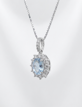 Victoria Colgante Aguamarina Oval 0.76ct | Oro Blanco 18k · Marga Mira