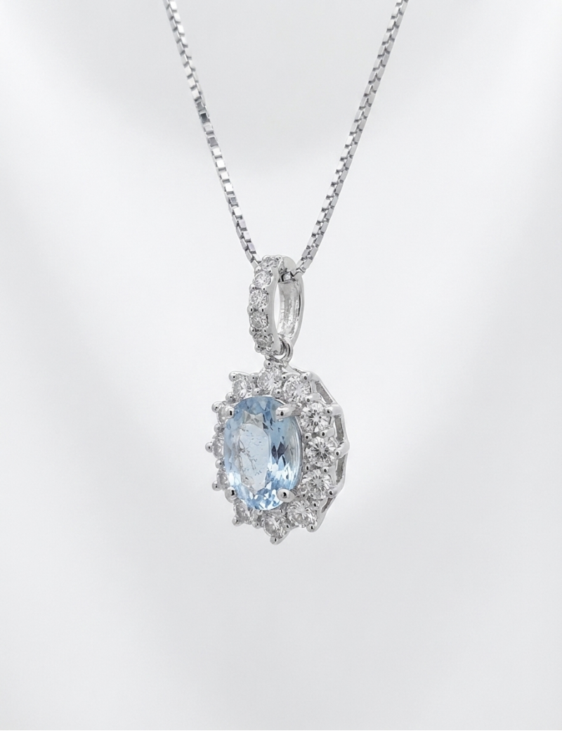Victoria Colgante Aguamarina Oval 0.76ct | Oro Blanco 18k · Marga Mira