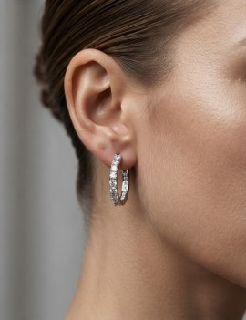 Amelia: Pendientes Aros de Diamantes en Oro Blanco 18k · Marga Mira