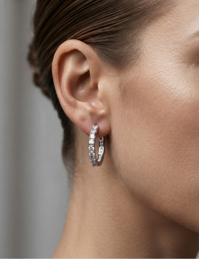 Amelia: Pendientes Aros de Diamantes en Oro Blanco 18k · Marga Mira