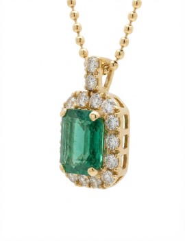 Colgante de Esmeralda y Diamantes en Oro Amarillo 18k · Marga Mira