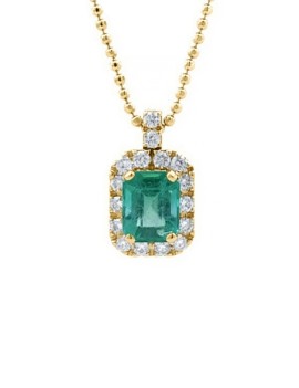 Colgante de Esmeralda y Diamantes en Oro Amarillo 18k · Marga Mira