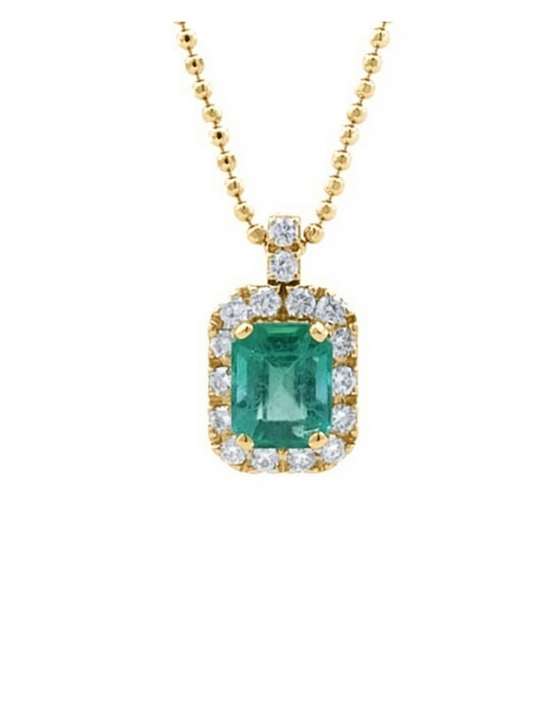 Colgante de Esmeralda y Diamantes en Oro Amarillo 18k · Marga Mira