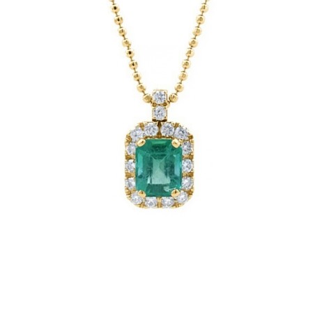 Colgante de Esmeralda y Diamantes en Oro Amarillo 18k · Marga Mira