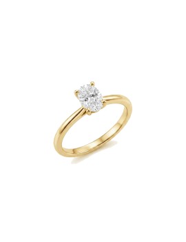 Anillo Carol con diamante central en talla oval oro amarillo de 18 quilates