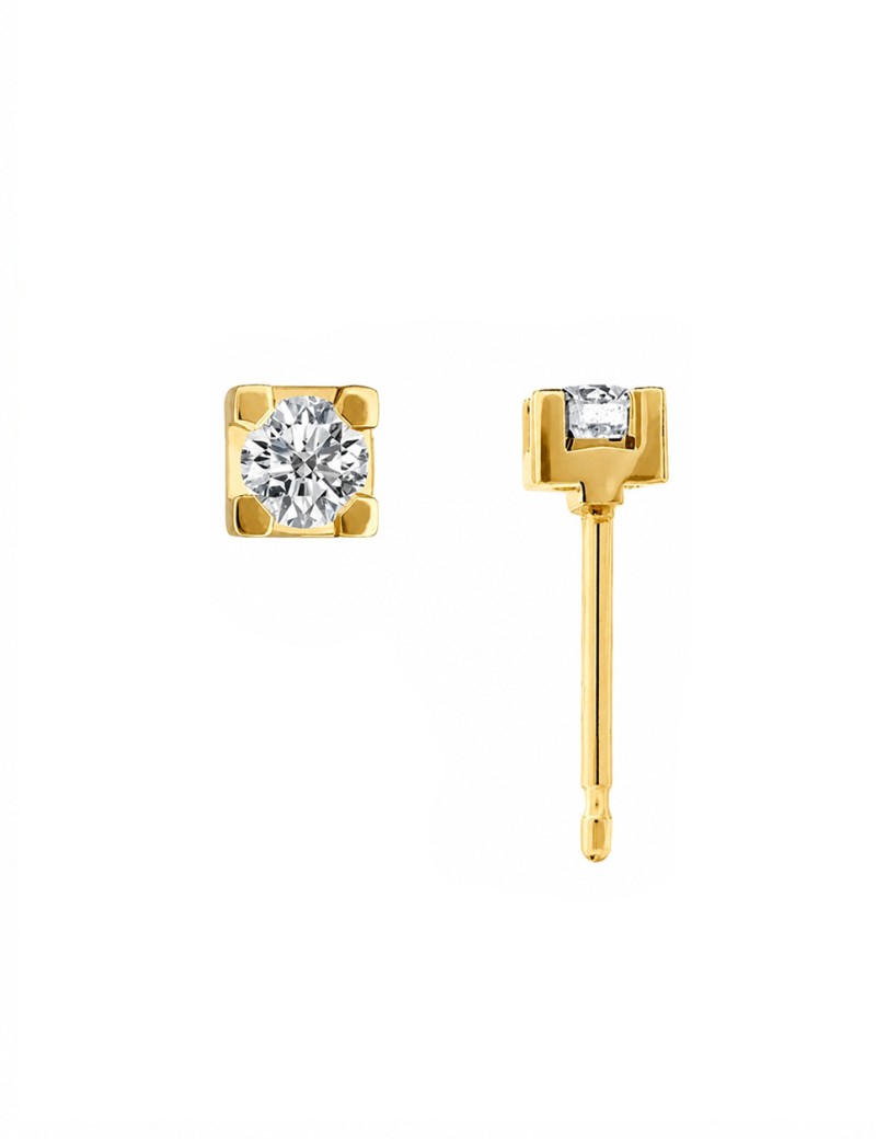 Bibiana: Pendientes Dormilonas de Diamantes Oro Amarillo 18k