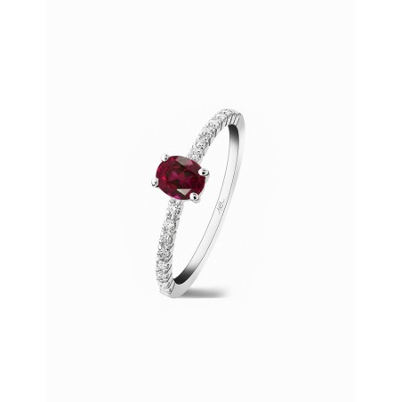 Evelyn: Anillo con Diamantes y Rubí |Oro Blanco 18k · Marga Mira
