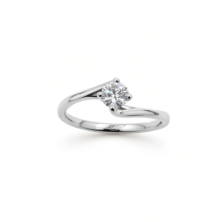 Nuria: Anillo de Diamante Solitario Garras Cruzadas Oro Blanco 18k