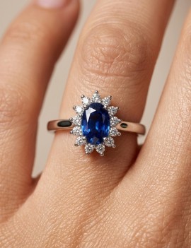 Victoria: Anillo de Diamantes y Zafiro | Oro Blanco 18k · Marga Mira
