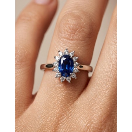 Victoria: Anillo de Diamantes y Zafiro | Oro Blanco 18k · Marga Mira