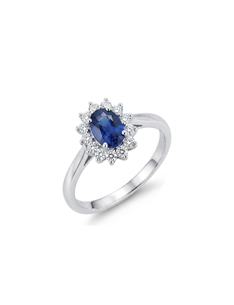 Victoria: Anillo de Diamantes y Zafiro | Oro Blanco 18k · Marga Mira