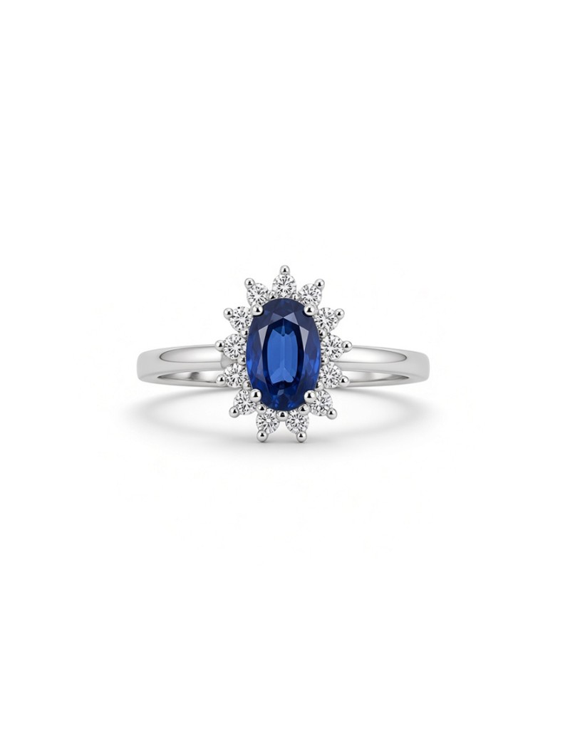 Victoria: Anillo de Diamantes y Zafiro | Oro Blanco 18k · Marga Mira