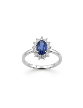 Victoria: Anillo de Diamantes y Zafiro | Oro Blanco 18k · Marga Mira