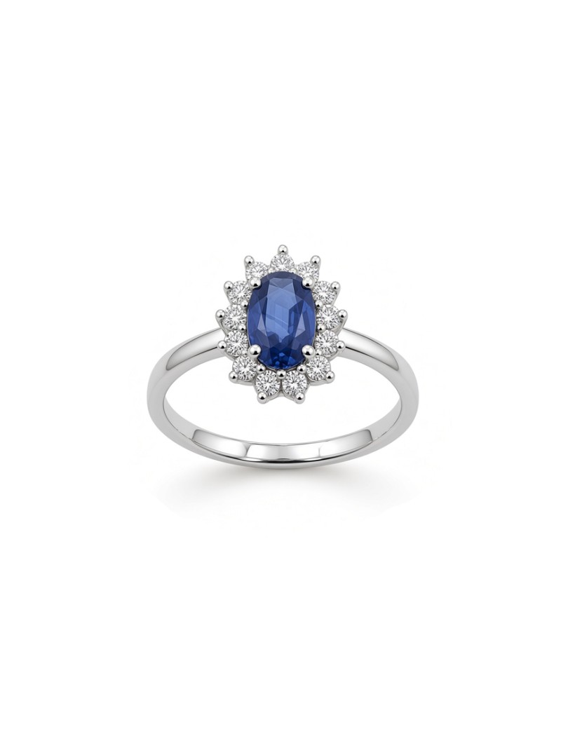 Victoria: Anillo de Diamantes y Zafiro | Oro Blanco 18k · Marga Mira
