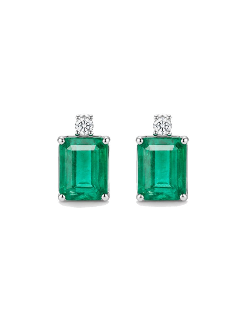 Ankara: Pendientes Esmeraldas y Diamantes en Oro 18k · Marga Mira