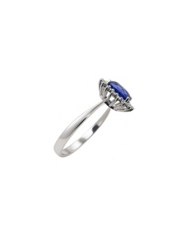 Victoria: Anillo de Zafiro Oval y Diamantes Oro Blanco · Marga Mira