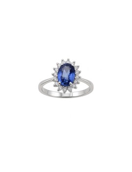 Victoria: Anillo de Zafiro Oval y Diamantes Oro Blanco · Marga Mira