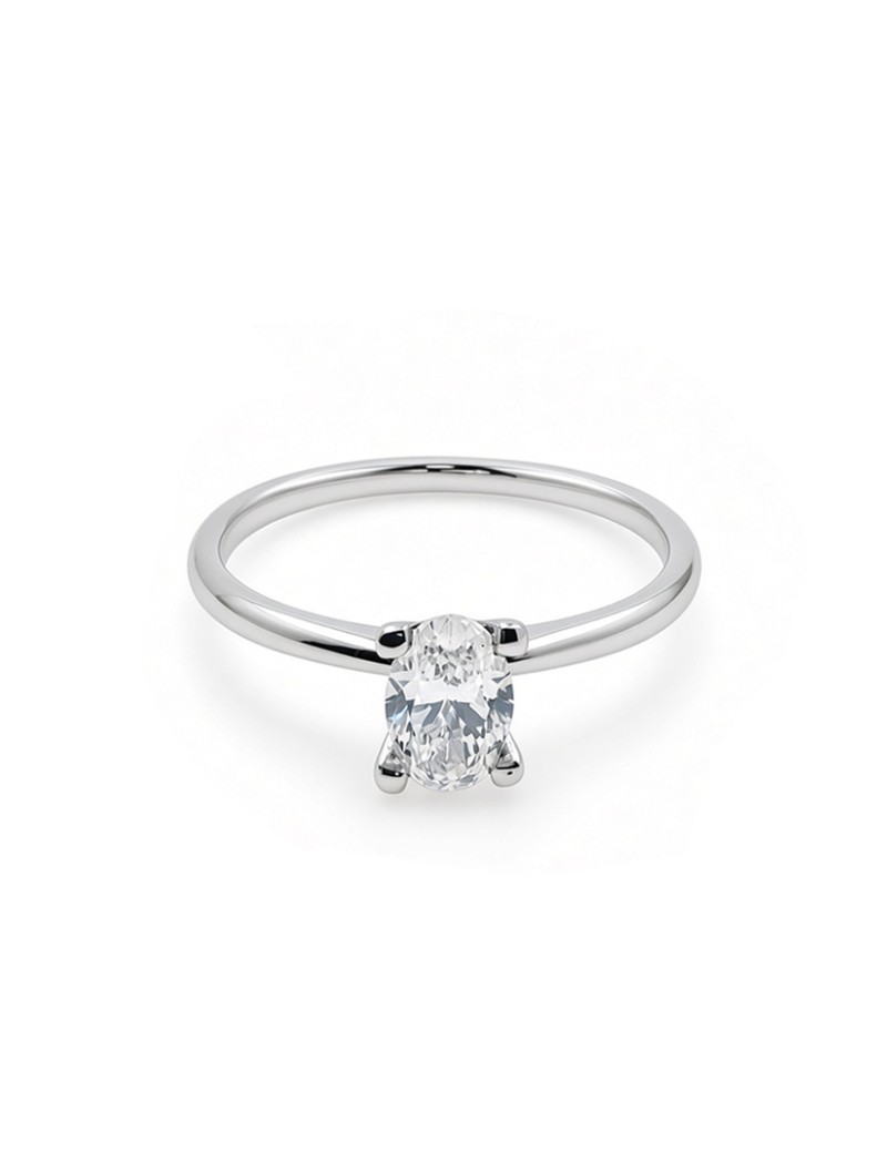 Carol: Anillo de Diamante Talla Oval | Oro Blanco 18k · Marga Mira