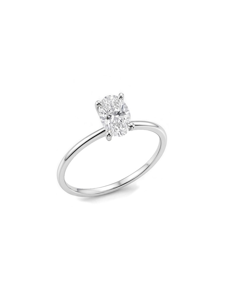 Carol: Anillo de Diamante Talla Oval | Oro Blanco 18k · Marga Mira