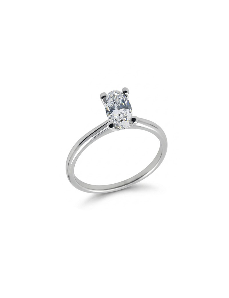 Carol: Anillo de Diamante Talla Oval | Oro Blanco 18k · Marga Mira
