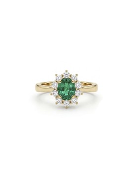 Victoria: Anillo Esmeralda Oval 0,56ct y Diamantes Orla · Marga Mira