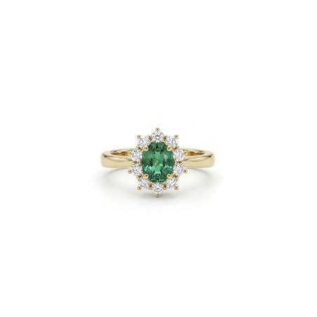 Victoria: Anillo Esmeralda Oval 0,56ct y Diamantes Orla · Marga Mira