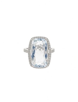 Rania: Anillo de Aguamarina Cojín 15,5x10mm y Diamantes · Marga Mira