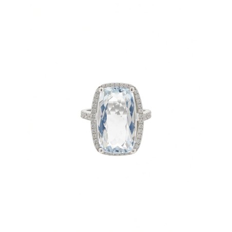 Rania: Anillo de Aguamarina Cojín 15,5x10mm y Diamantes · Marga Mira